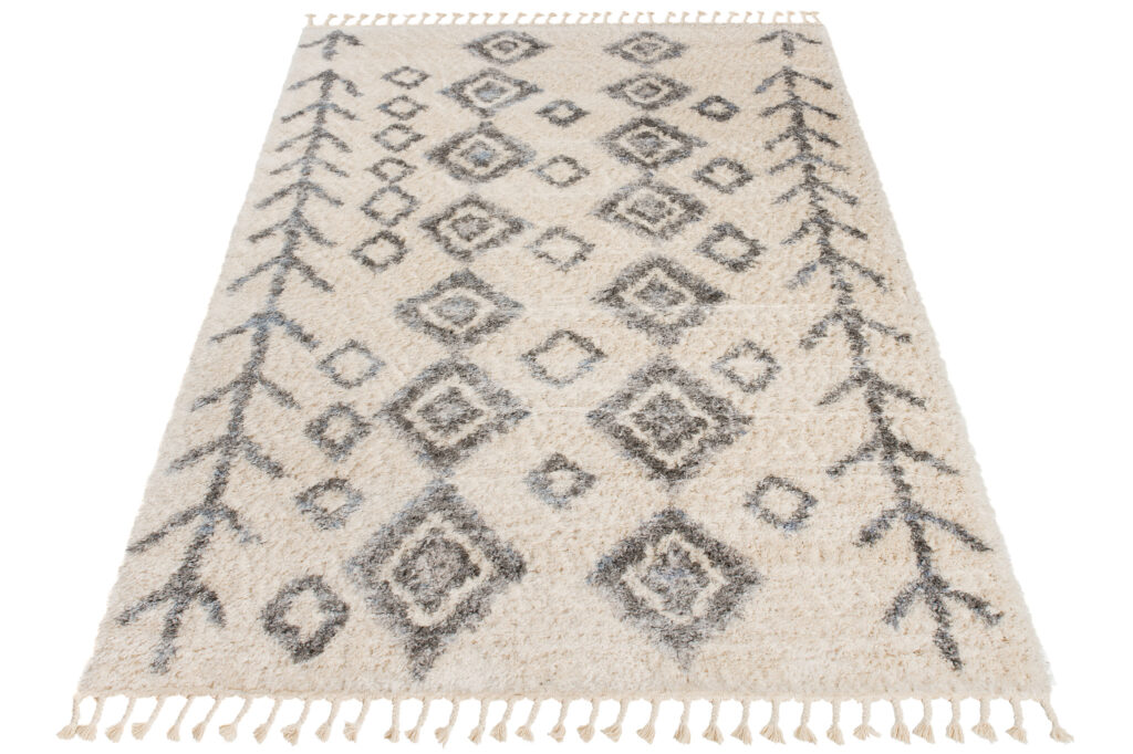 Vloerkleed Versay Fringes Creme Boho Kwastjes Pijlen Woonsfeer