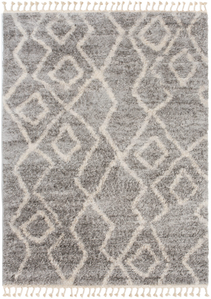Vloerkleed Versay Fringes Grijs Kwastjes Boho Abstract Woonsfeer