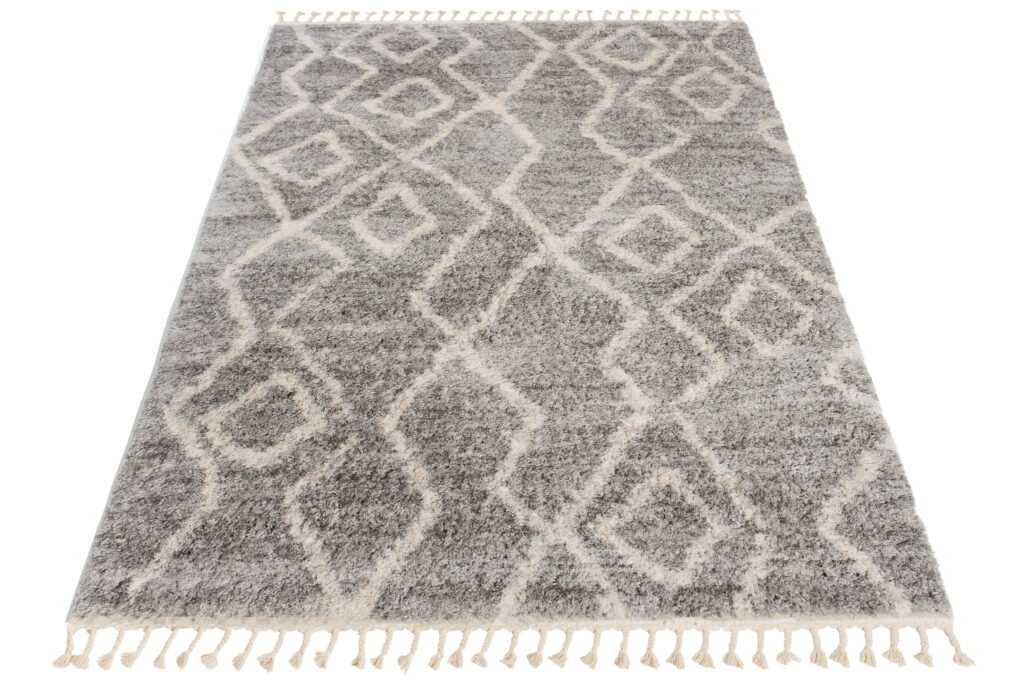 Vloerkleed Versay Fringes Grijs Kwastjes Boho Abstract Woonsfeer