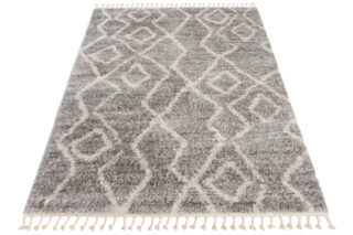 Vloerkleed Versay Fringes Grijs Kwastjes Boho Abstract Woonsfeer