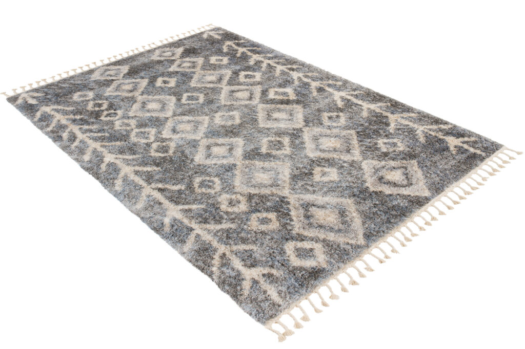 Vloerkleed Versay Fringes Donkergrijs Boho Kwastjes Pijlen Design
