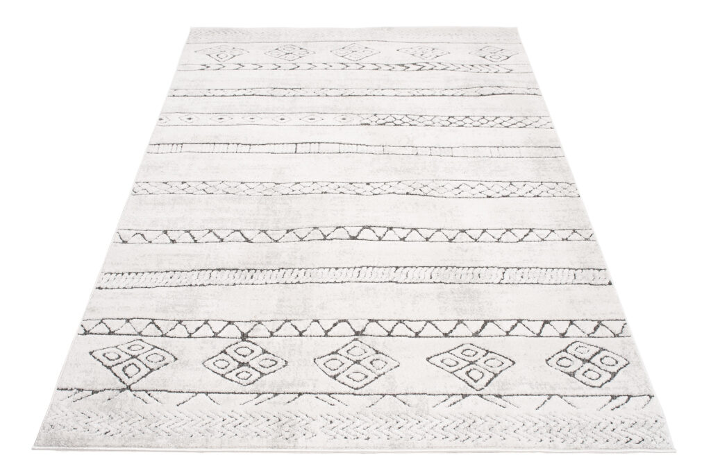 Vloerkleed Lotus Creme Antraciet Abstract Modern Lijnen Interieur