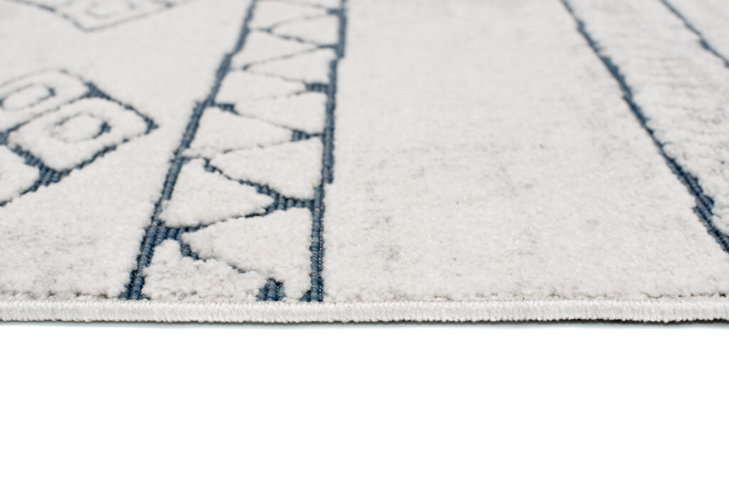 Vloerkleed Lotus Creme Blauw Abstract Modern Lijnen Woonsfeer