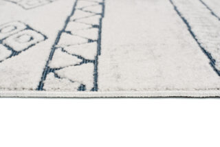 Vloerkleed Lotus Creme Blauw Abstract Modern Lijnen Woonsfeer