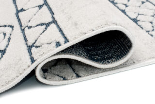 Vloerkleed Lotus Creme Blauw Abstract Modern Lijnen Woonsfeer