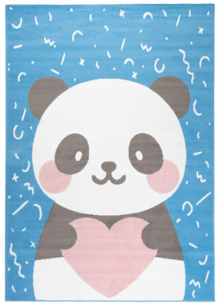 Vloerkleed Jolly Panda Hart Blauw Duurzaam Woonsfeer