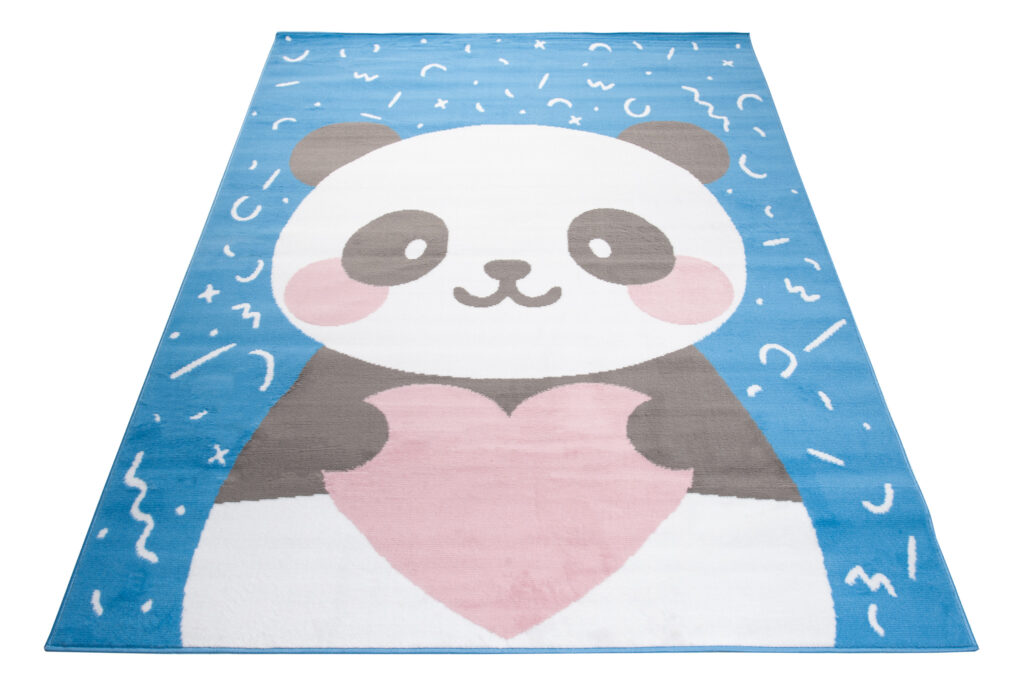 Vloerkleed Jolly Panda Hart Blauw Duurzaam Woonsfeer
