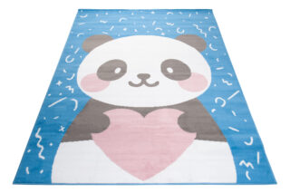 Vloerkleed Jolly Panda Hart Blauw Duurzaam Woonsfeer