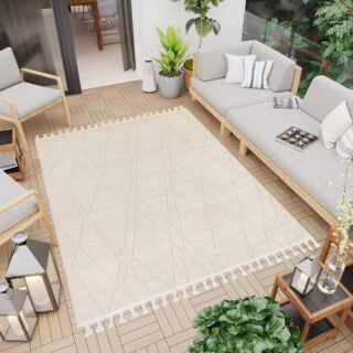 Vloerkleed Outdoor Rio Loop Creme Ruitjes