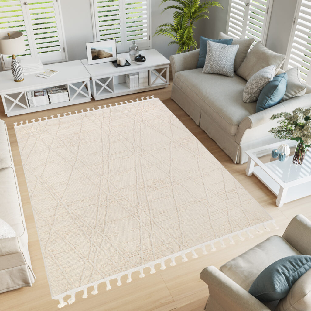 Vloerkleed Outdoor Rio Loop Creme Ruitjes