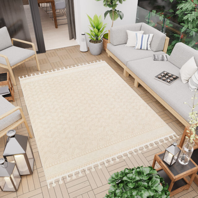 Vloerkleed Outdoor Rio Loop Creme Ethno