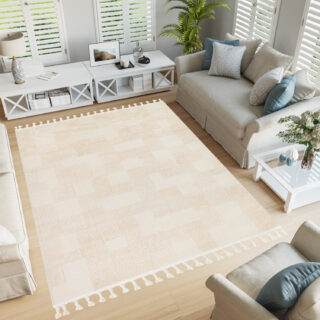 Vloerkleed Outdoor Rio Loop Creme Dambord