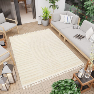 Vloerkleed Outdoor Rio Loop Licht Creme Strepen