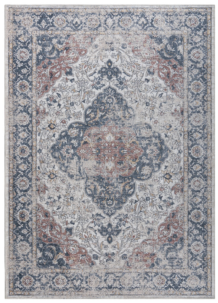 Vloerkleed Ritz Blauw Creme Vintage Rozet
