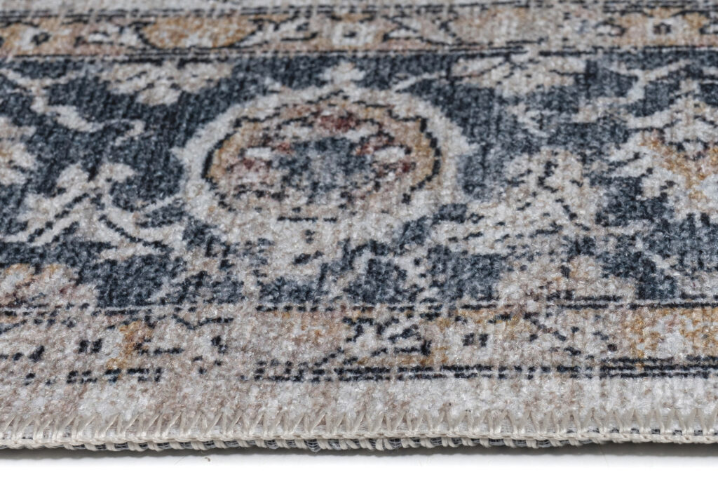 Vloerkleed Ritz Blauw Creme Vintage Rozet