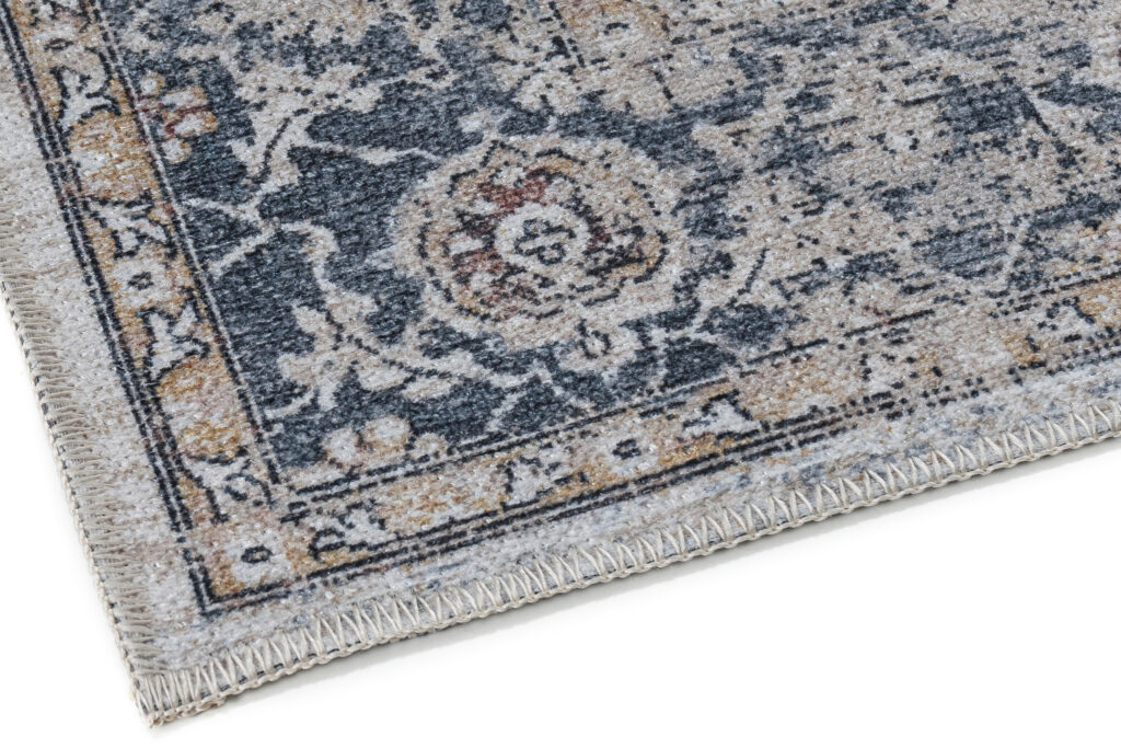 Vloerkleed Ritz Blauw Creme Vintage Rozet