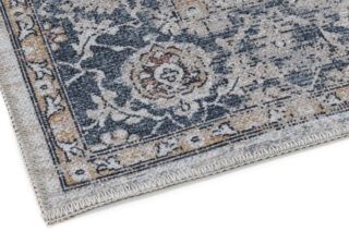 Vloerkleed Ritz Blauw Creme Vintage Rozet