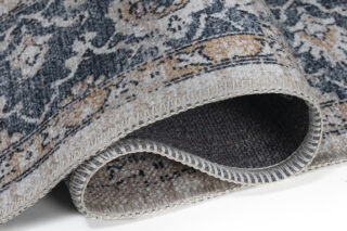 Vloerkleed Ritz Blauw Creme Vintage Rozet