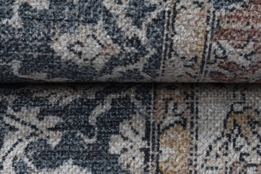Vloerkleed Ritz Blauw Creme Vintage Rozet