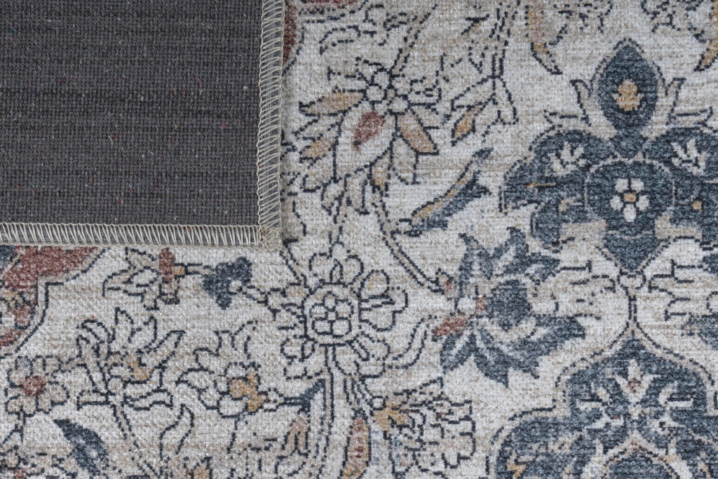 Vloerkleed Ritz Blauw Creme Vintage Rozet
