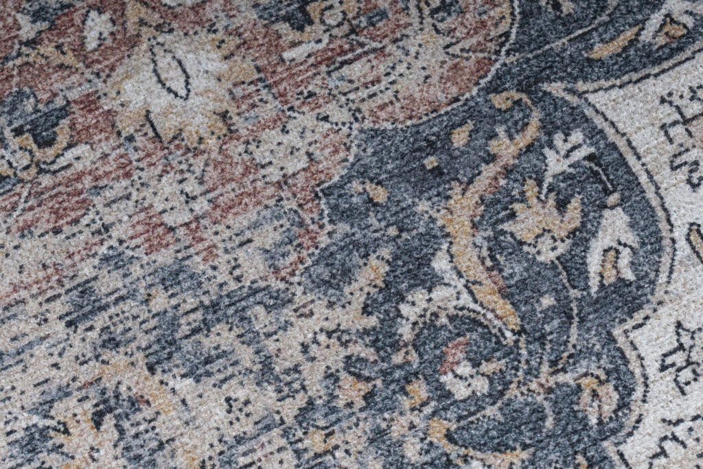 Vloerkleed Ritz Blauw Creme Vintage Rozet