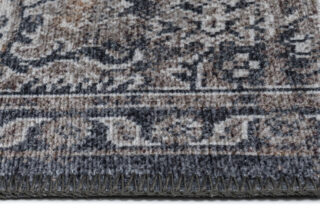 Vloerkleed Ritz Marineblauw Grijs Vintage Rozet