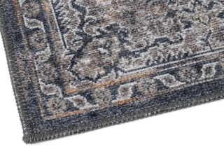 Vloerkleed Ritz Marineblauw Grijs Vintage Rozet