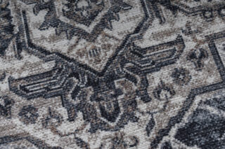 Vloerkleed Ritz Marineblauw Grijs Vintage Rozet