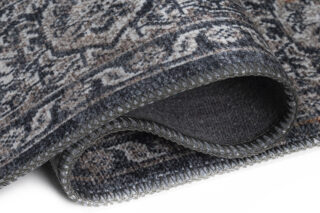 Vloerkleed Ritz Marineblauw Grijs Vintage Rozet