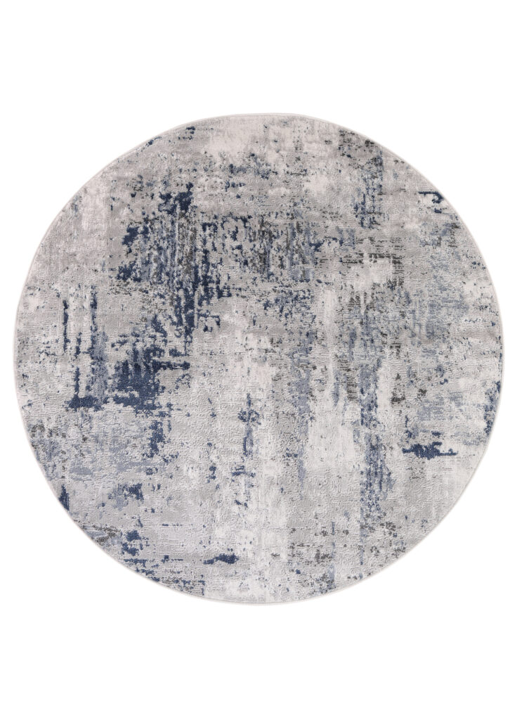 Vloerkleed Sky Rond Grijs Blauw Abstract Gewreven