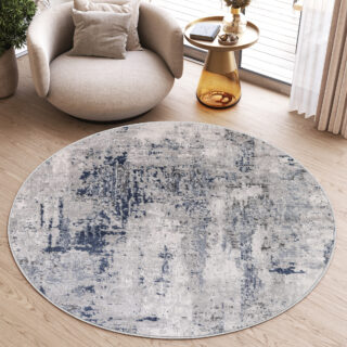 Vloerkleed Sky Rond Grijs Blauw Abstract Gewreven