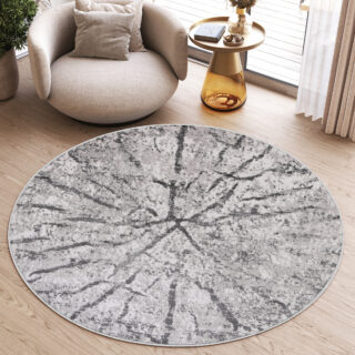 Vloerkleed Sky Rond Licht Grijs Modern Hout