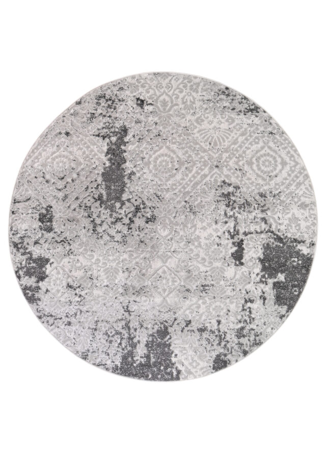 Vloerkleed Sky Rond Grijs Creme Vintage Ornamenten