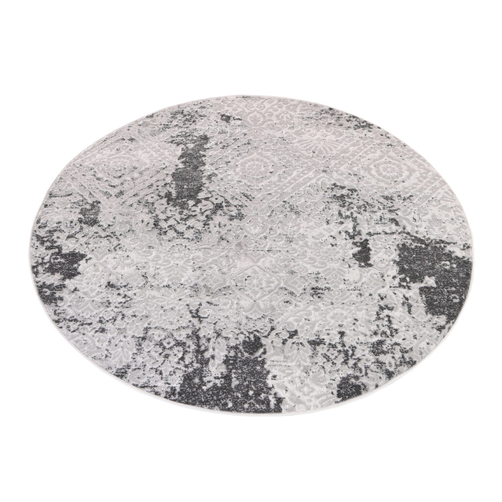 Vloerkleed Sky Rond Grijs Creme Vintage Ornamenten