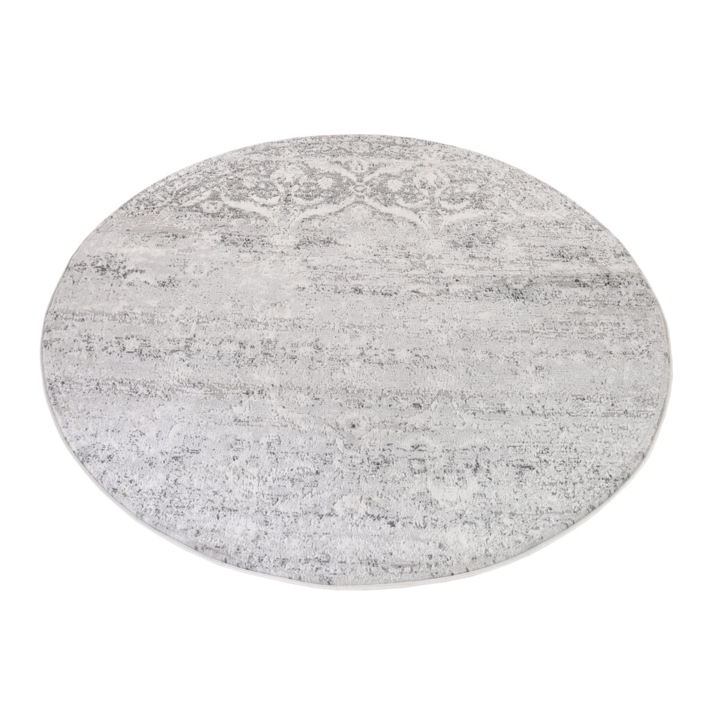 Vloerkleed Sky Rond Grijs Vintage Gebloemd Gewreven