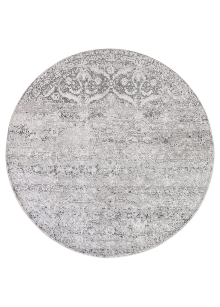 Vloerkleed Sky Rond Grijs Vintage Gebloemd Gewreven