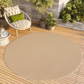 Vloerkleed Mono Rond Indoor Outdoor Beige