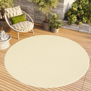 Vloerkleed Mono Rond Indoor Outdoor Creme