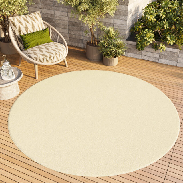 Vloerkleed Mono Rond Indoor Outdoor Creme