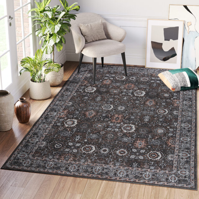 Vloerkleed Ritz Bruin Zwart Ornamenten