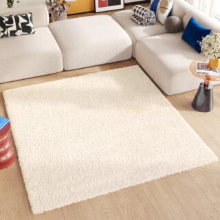 Vloerkleed Essence Vierkant Hoogpolig Licht Beige