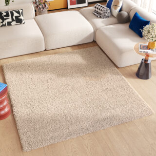 Vloerkleed Essence Vierkant Hoogpolig Donker Beige