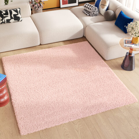 Vloerkleed Essence Vierkant Hoogpolig Roze