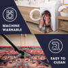 Vloerkleed Ritz Blauw Creme Vintage Rozet