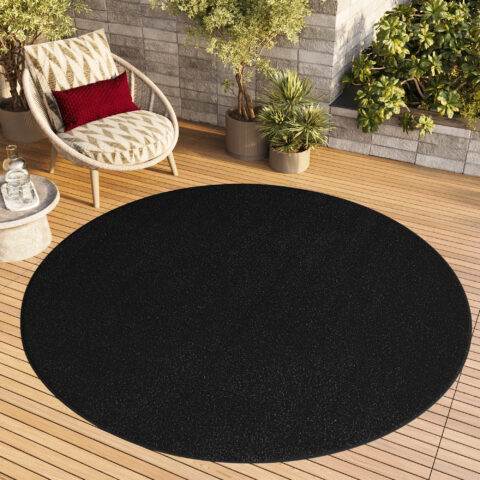 Vloerkleed Mono Rond Indoor Outdoor Zwart
