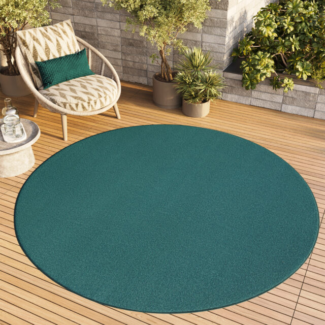 Vloerkleed Mono Rond Indoor Outdoor Blauw