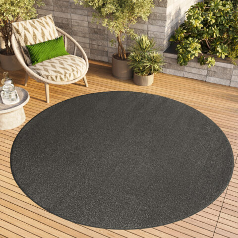Vloerkleed Mono Rond Indoor Outdoor Donker Grijs