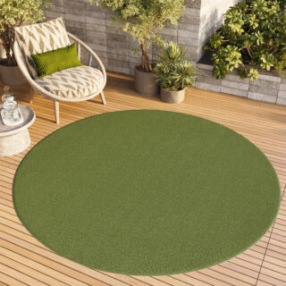Vloerkleed Mono Rond Indoor Outdoor Groen