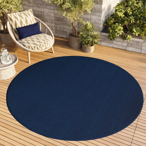 Vloerkleed Mono Rond Indoor Outdoor Marineblauw