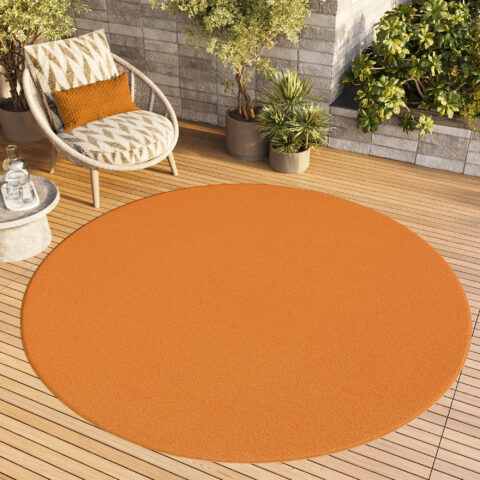 Vloerkleed Mono Rond Indoor Outdoor Oranje